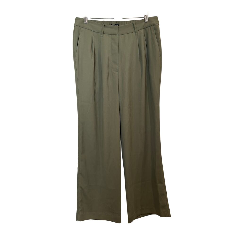 NWOT Quince Green High Rise Stretch Crepe Pleated Wide Leg Pants Plus Size 16